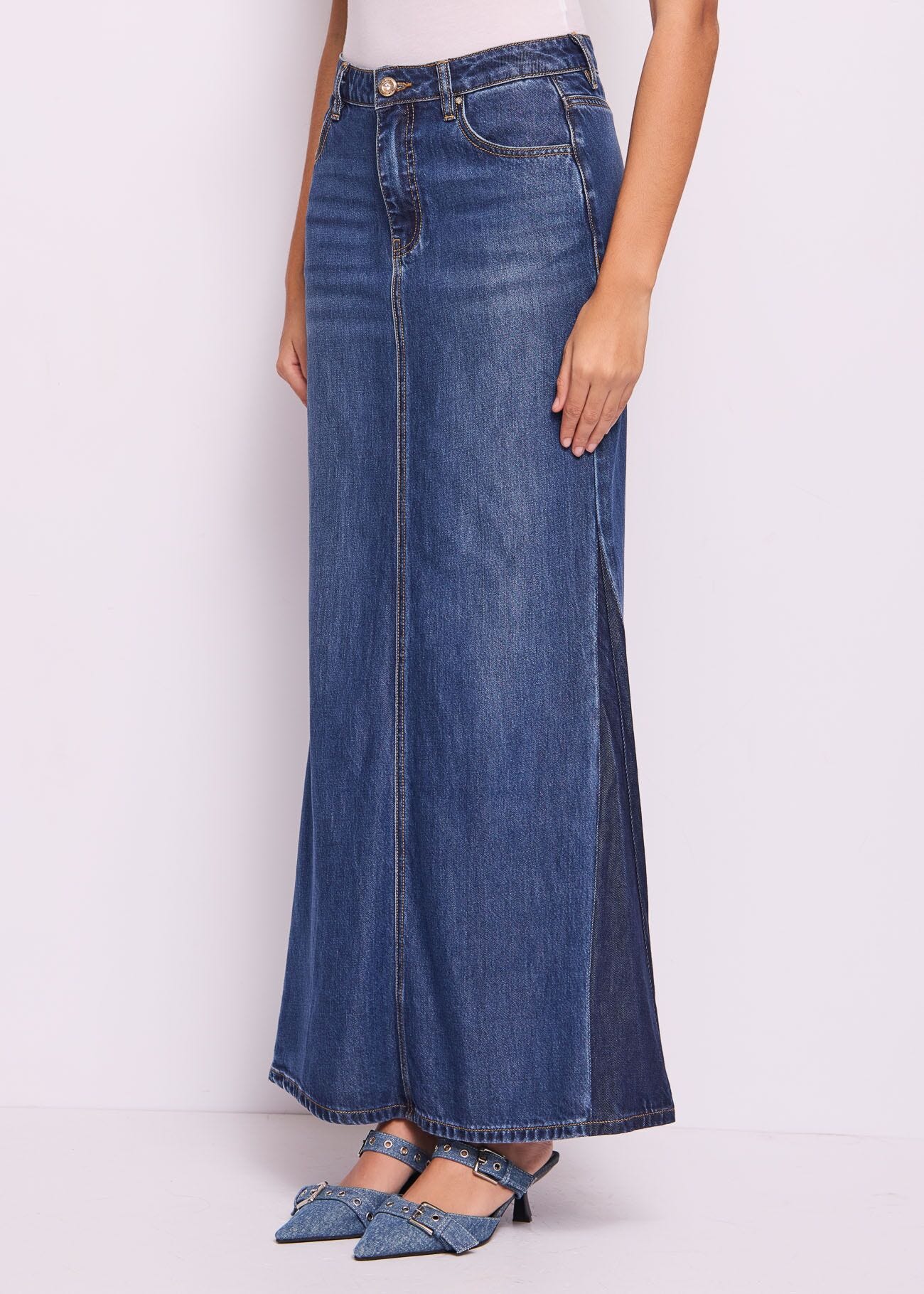 Gonna lunga in denim di cotone
