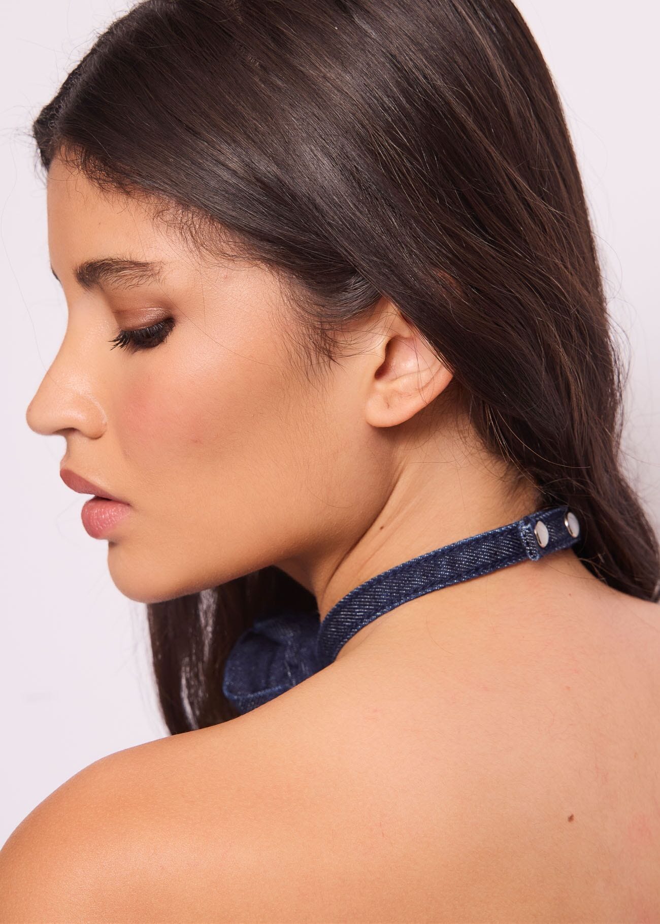 Collare in denim di cotone
