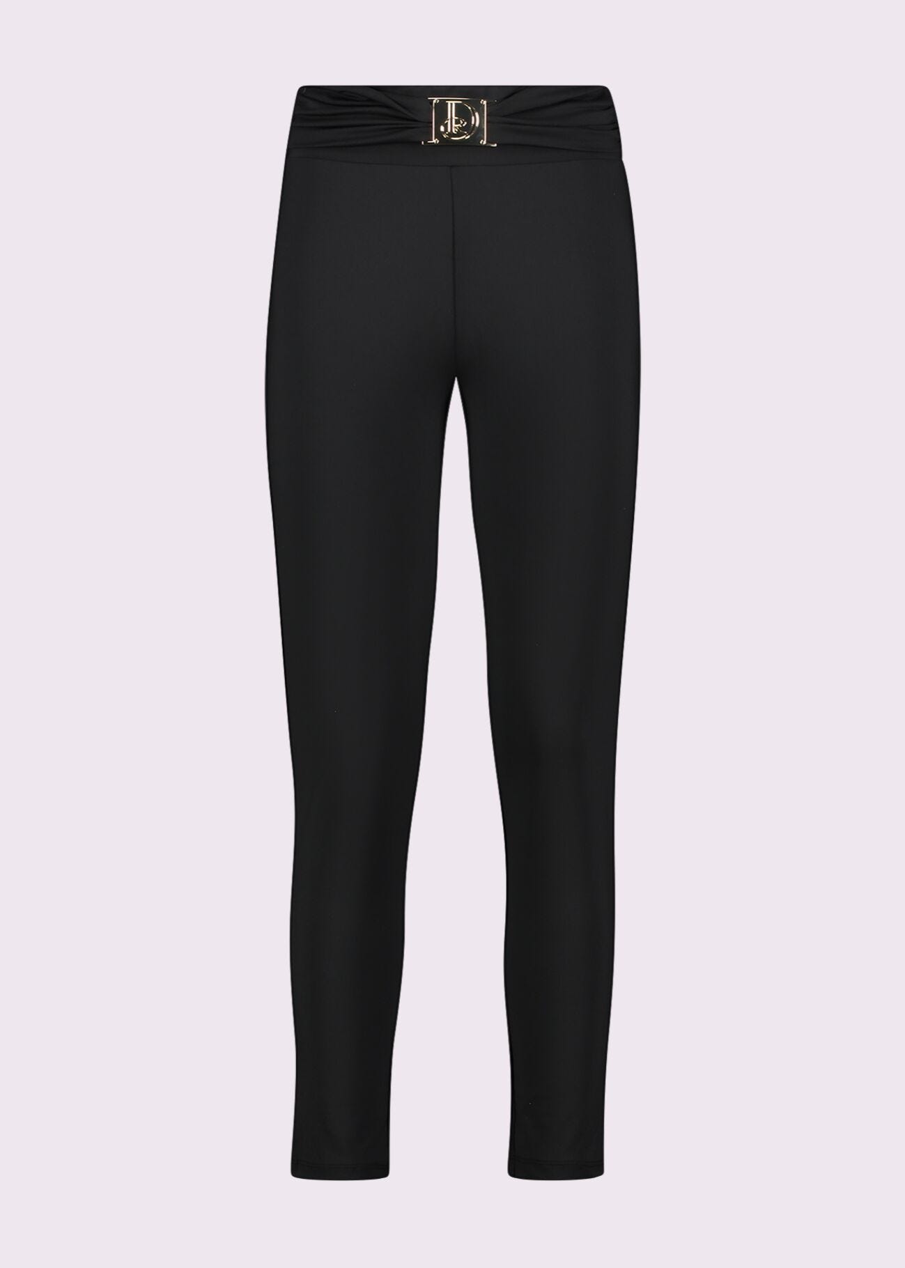 Pantaloni neri con fibbia logata