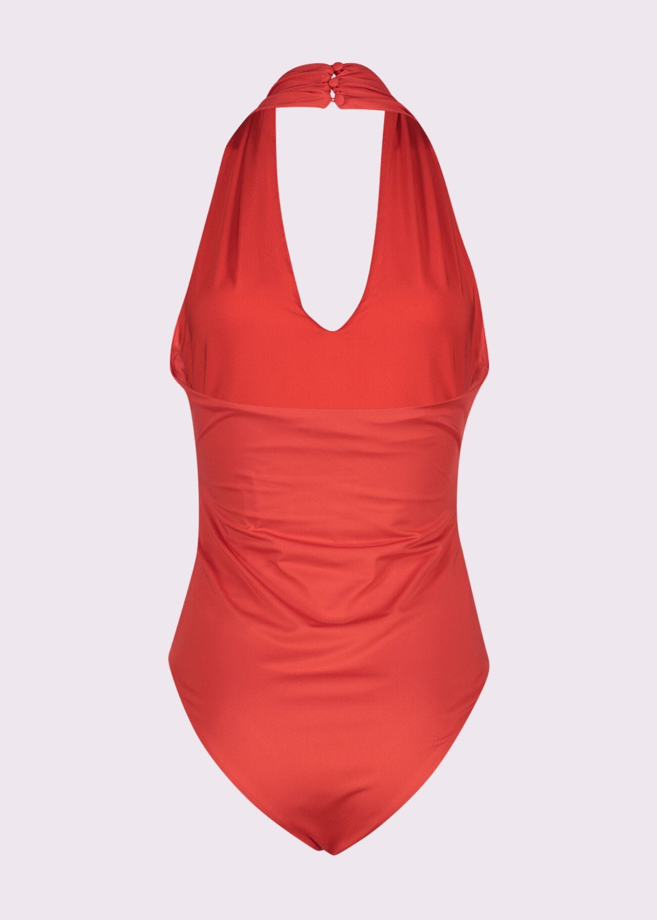 Body rosso in jersey con fibbia