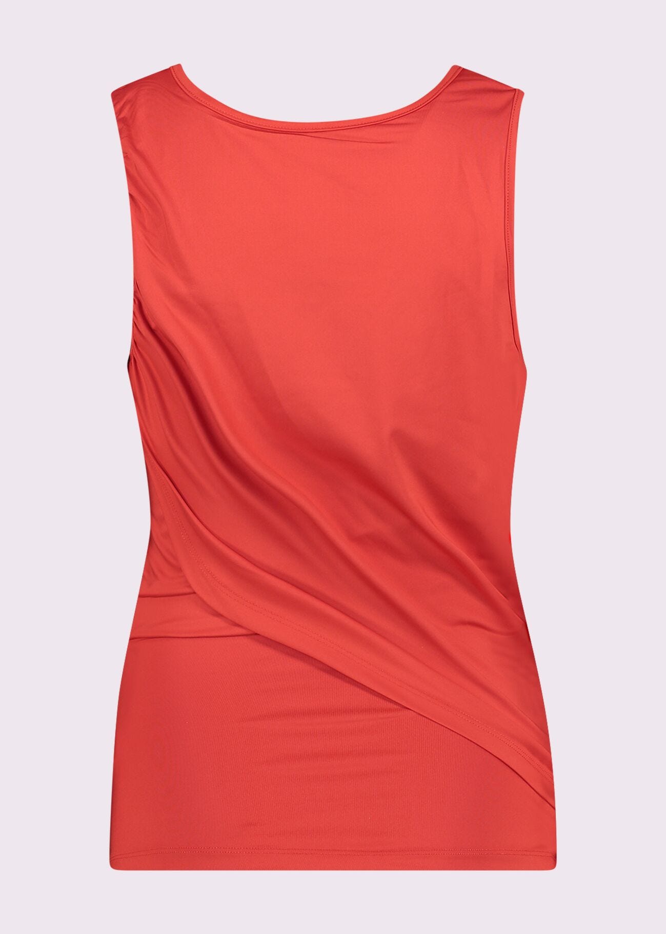 Top rosso con logo e strass