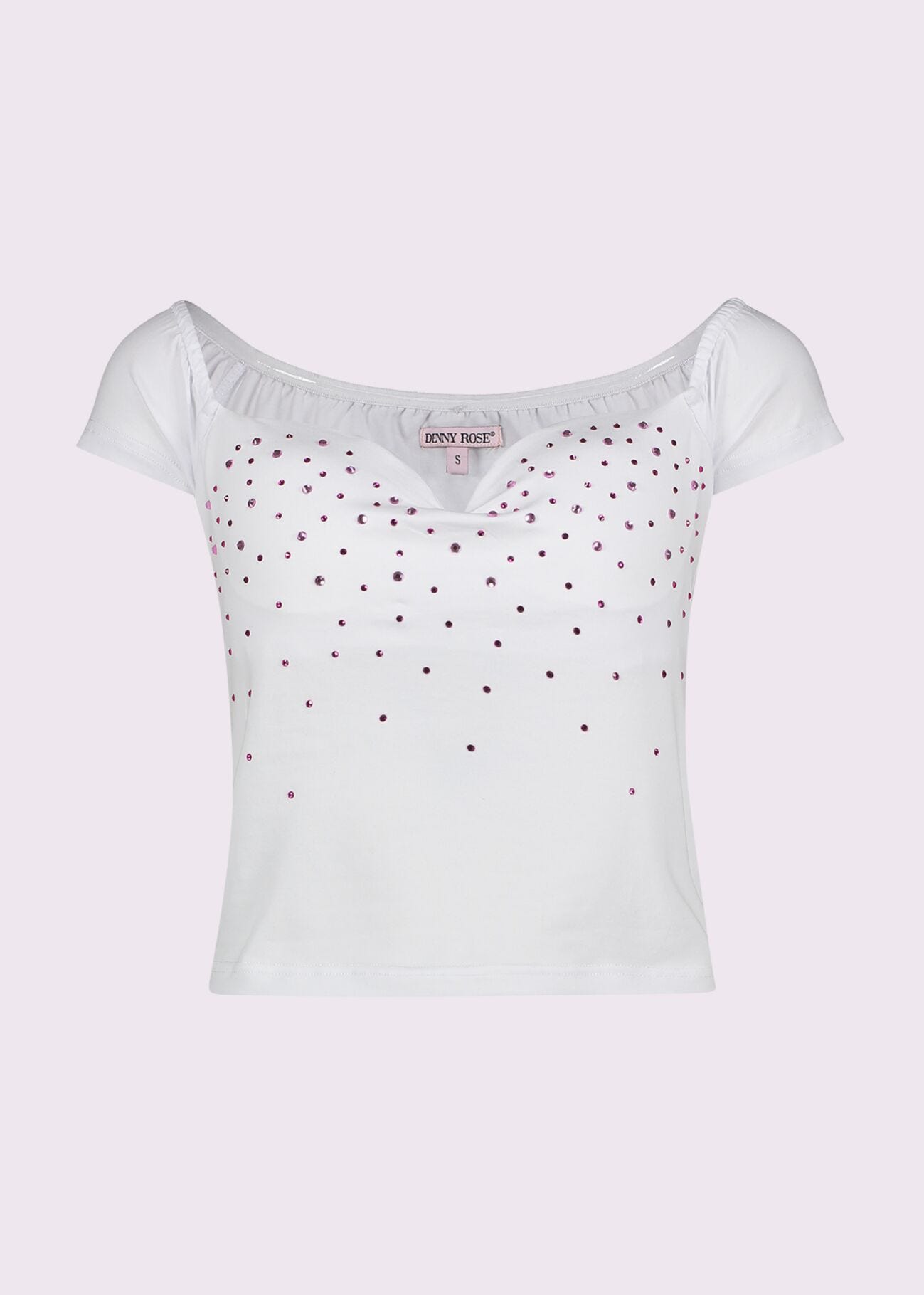 T-shirt bianca in cotone con strass
