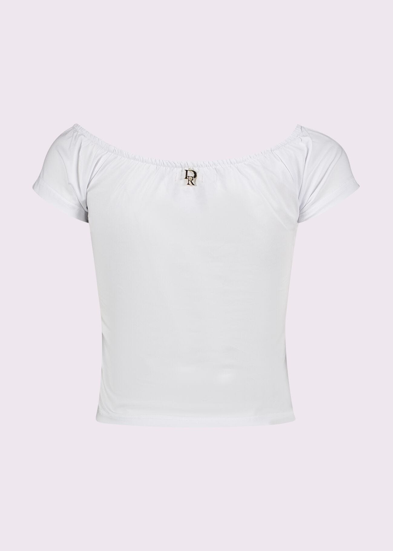 T-shirt bianca in cotone con strass