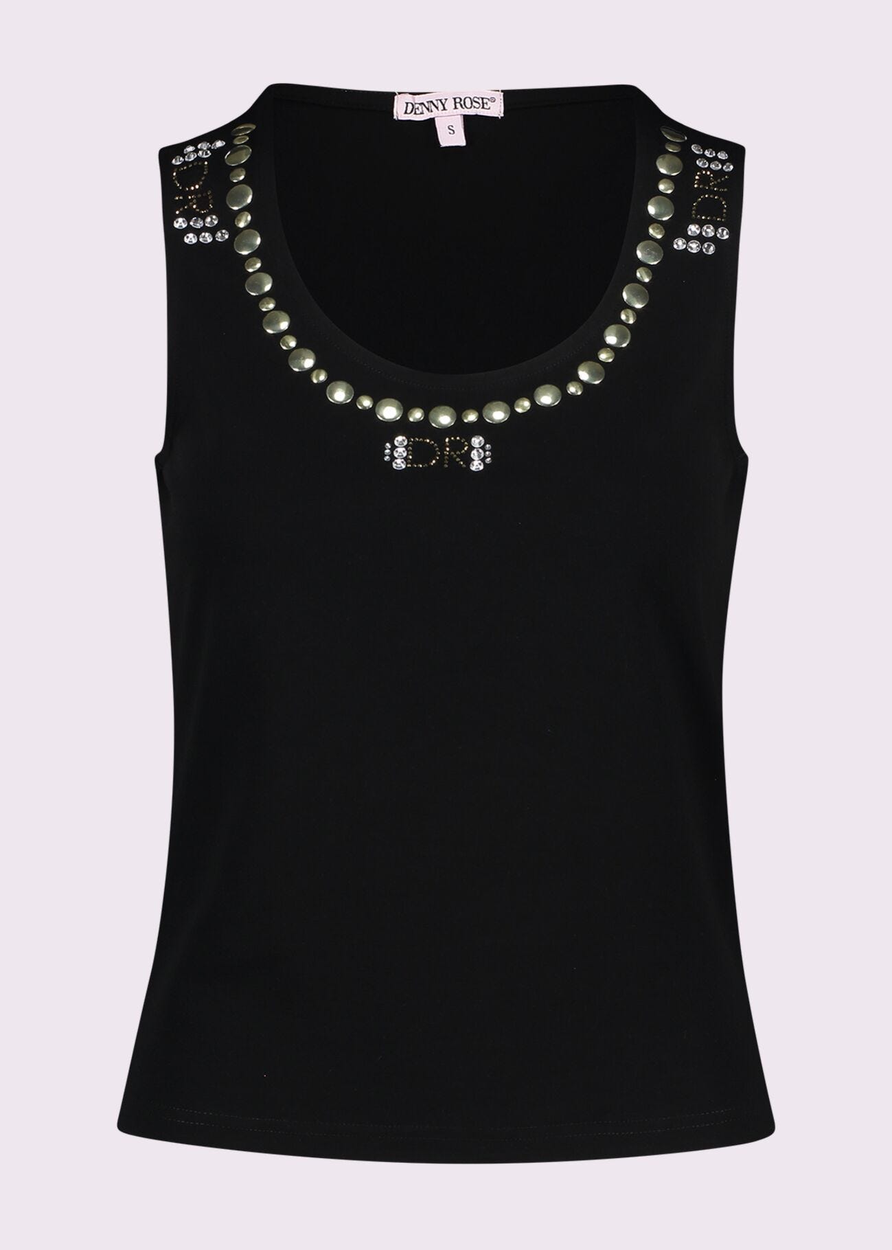 Black cotton top with rhinestones