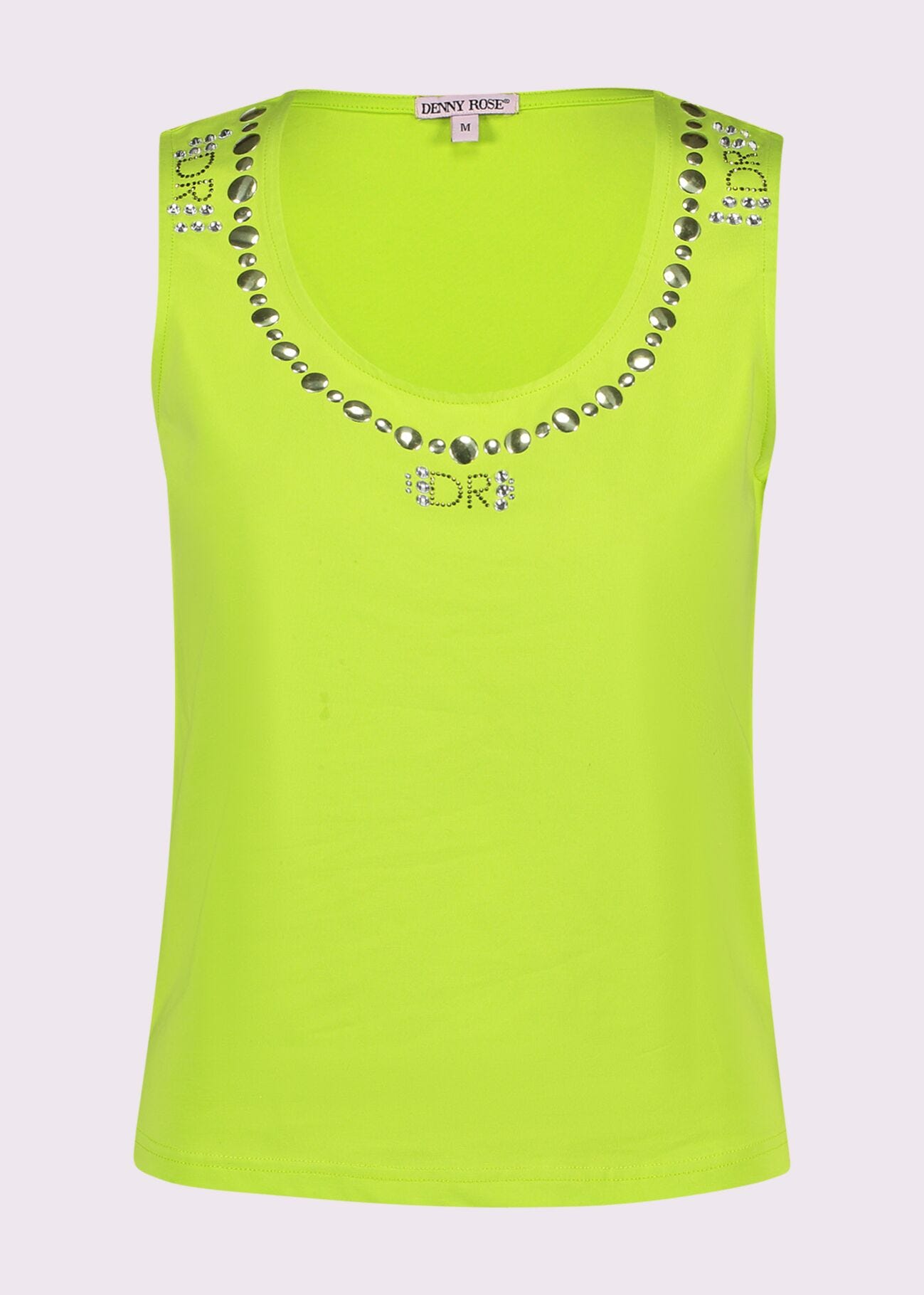 Top giallo in cotone con strass