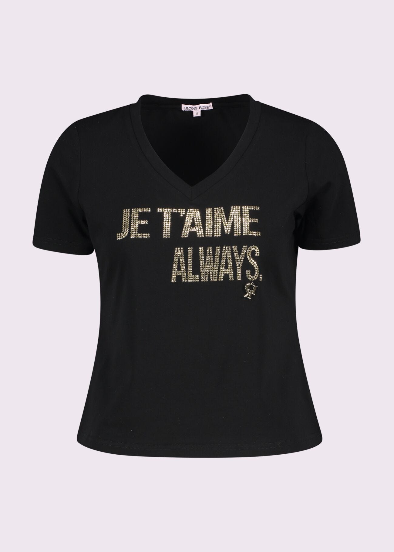 T-shirt nera in cotone con borchie
