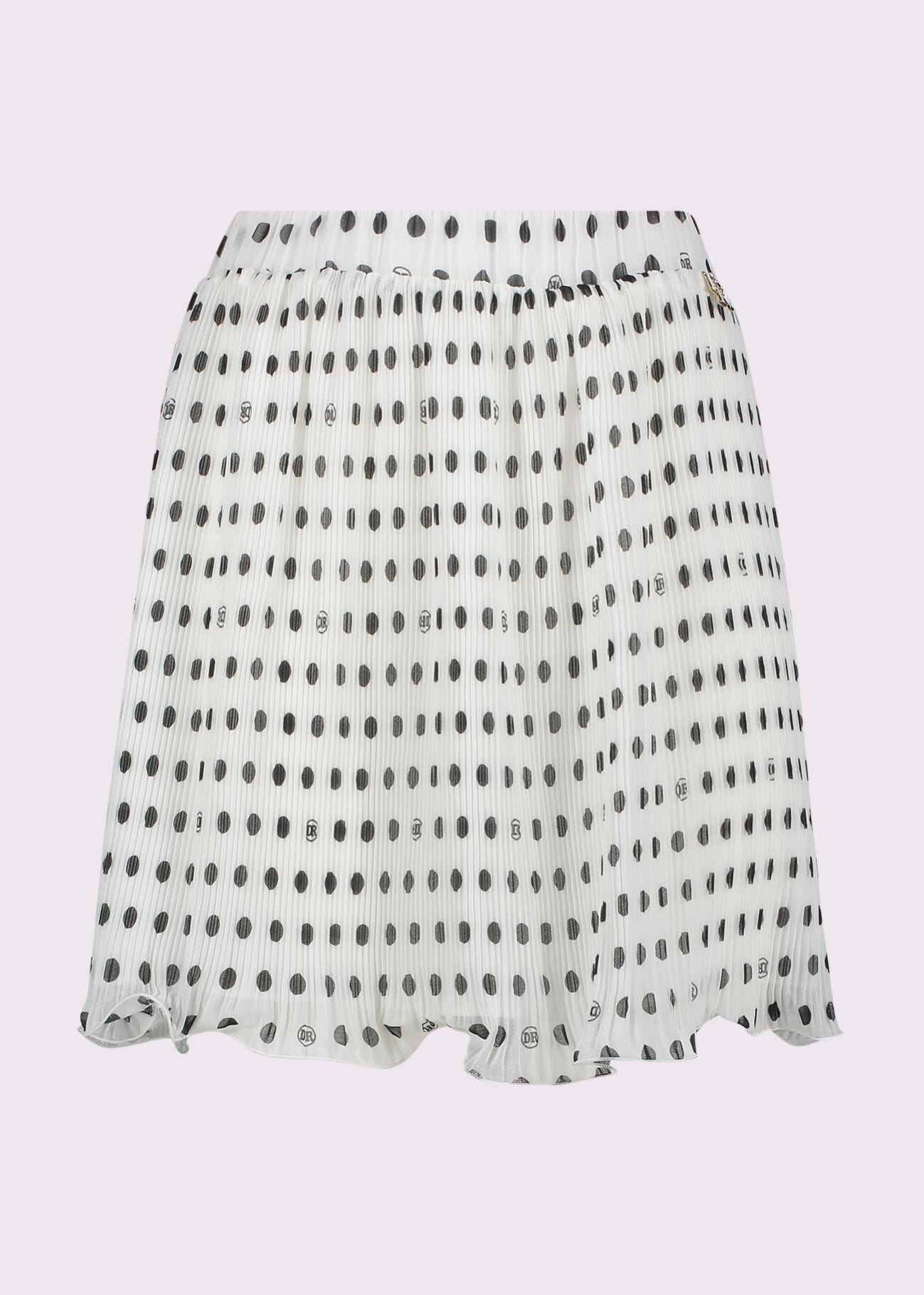 White pleated polka-dot mini skirt