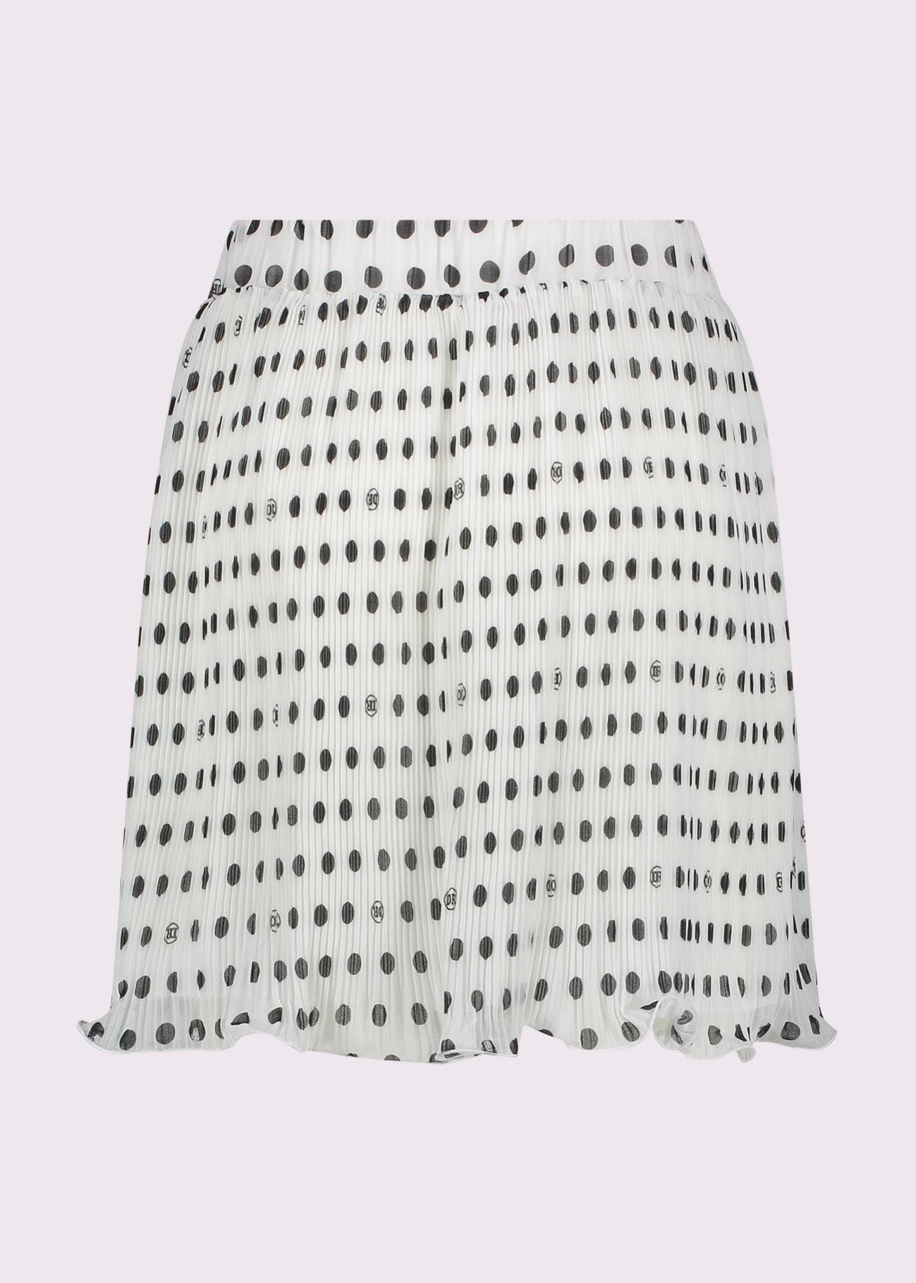 White pleated polka-dot mini skirt