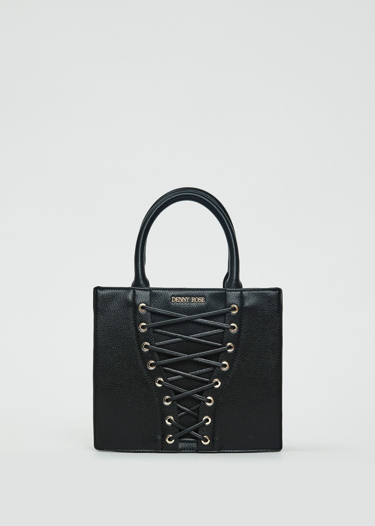 Shopping bag nera con laccetti