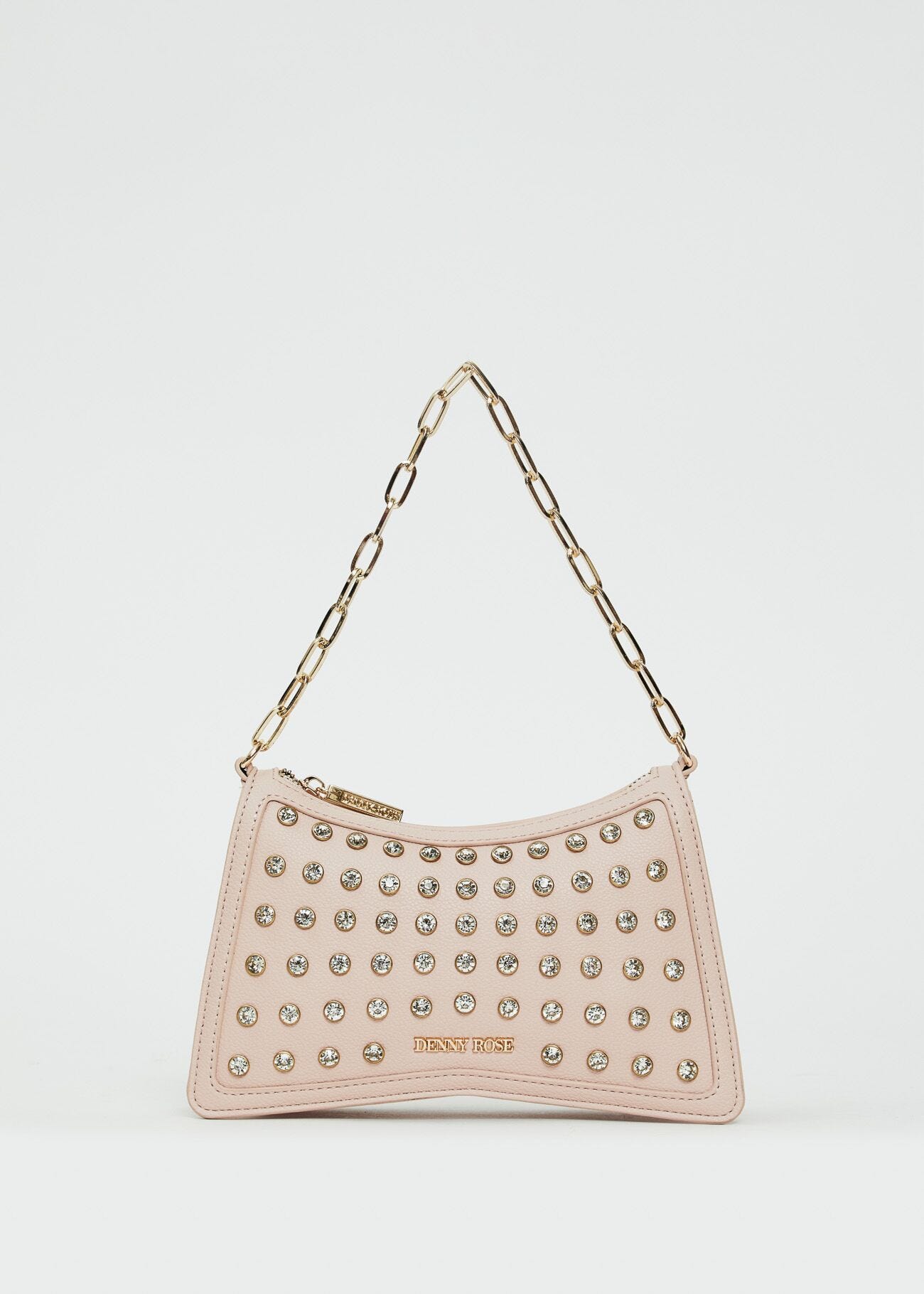 Borsa a spalla rosa con strass
