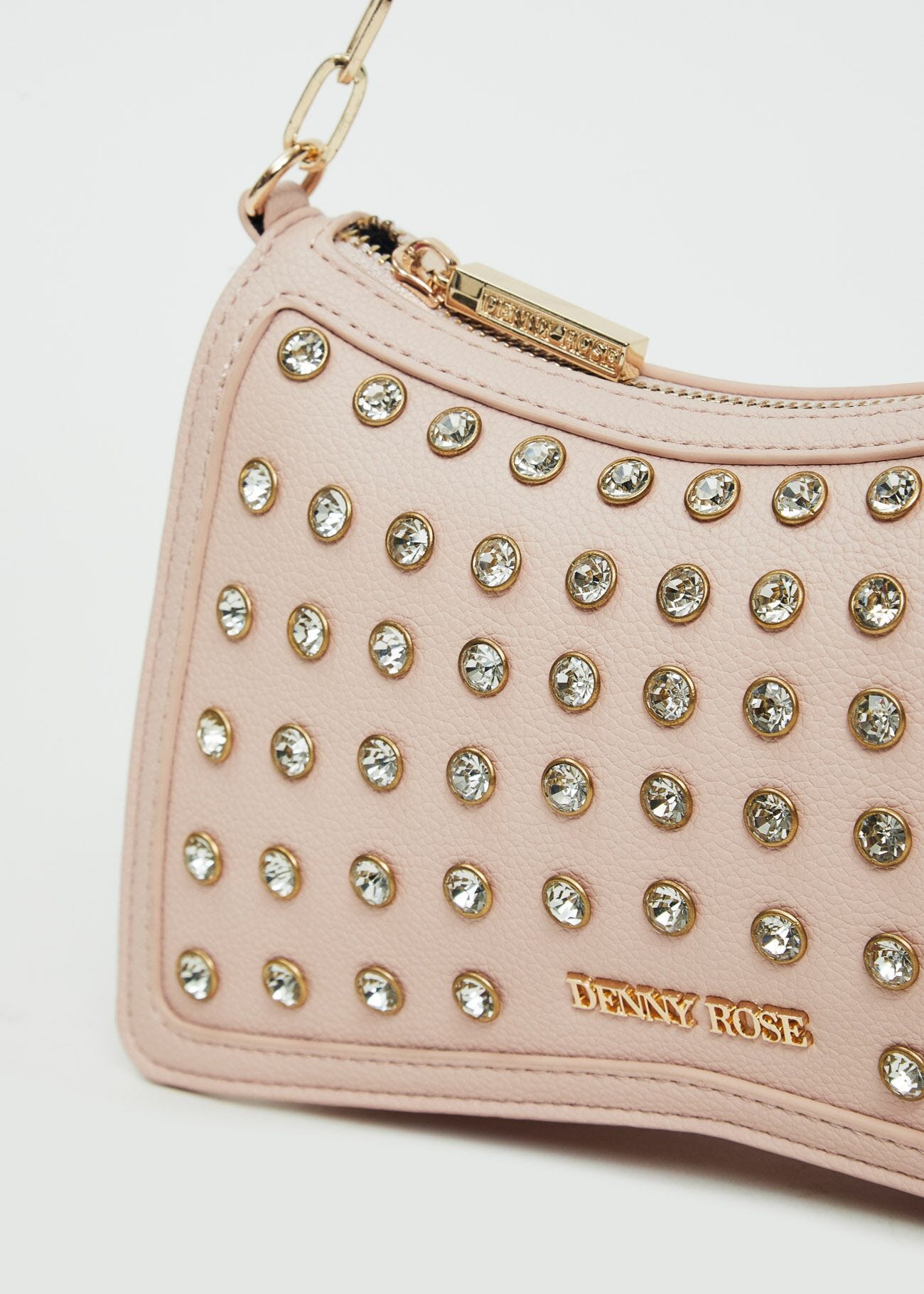 Borsa a spalla rosa con strass