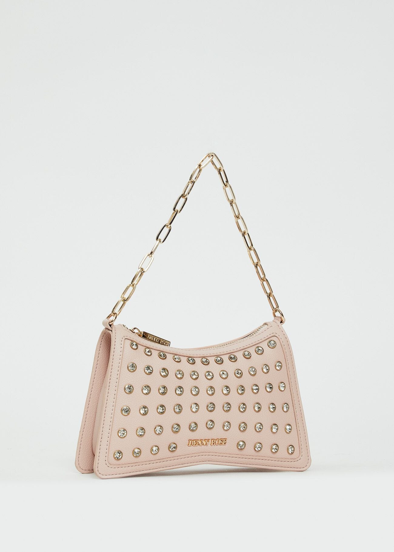 Borsa a spalla rosa con strass