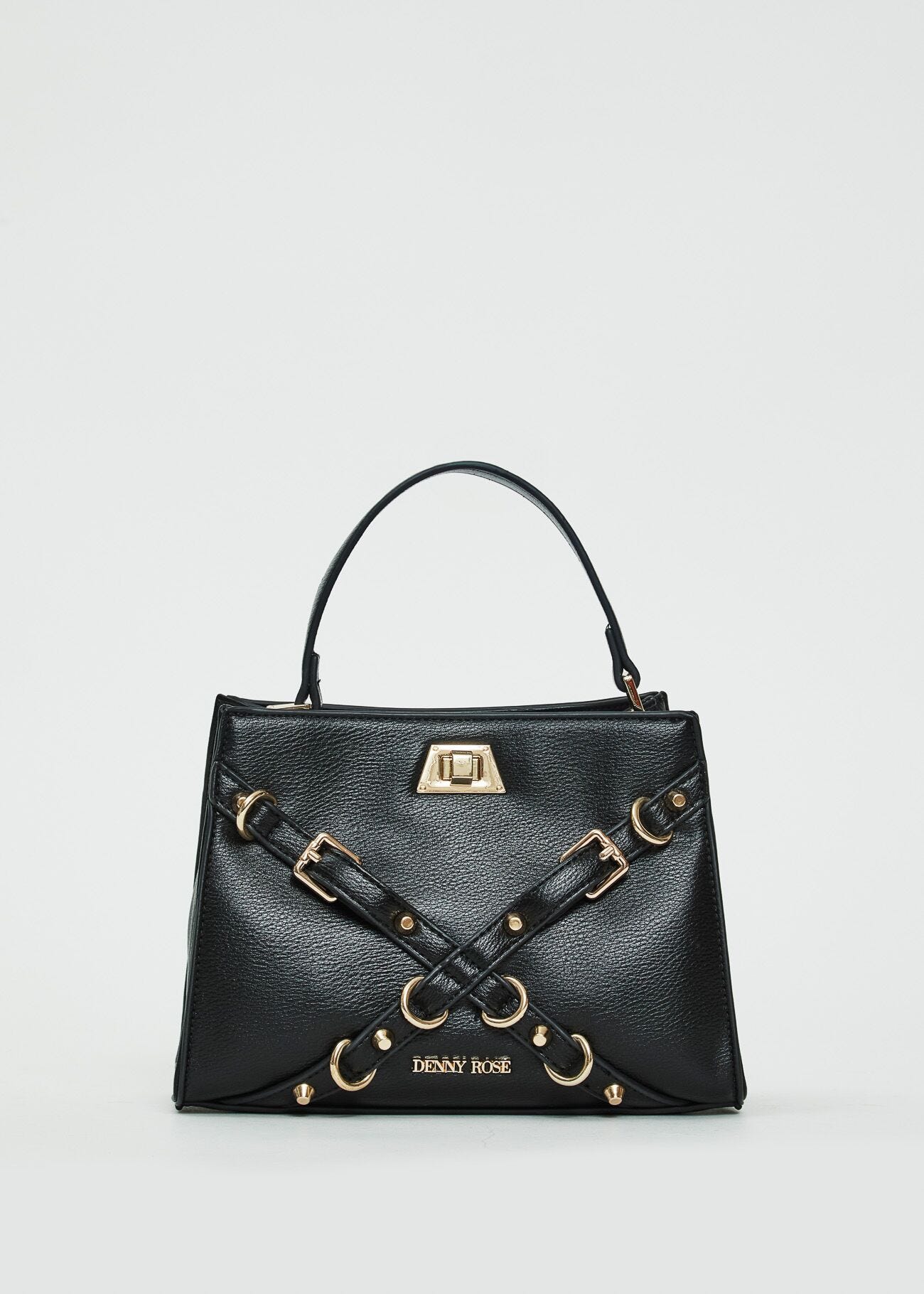 Borsa top handle nera con cinture