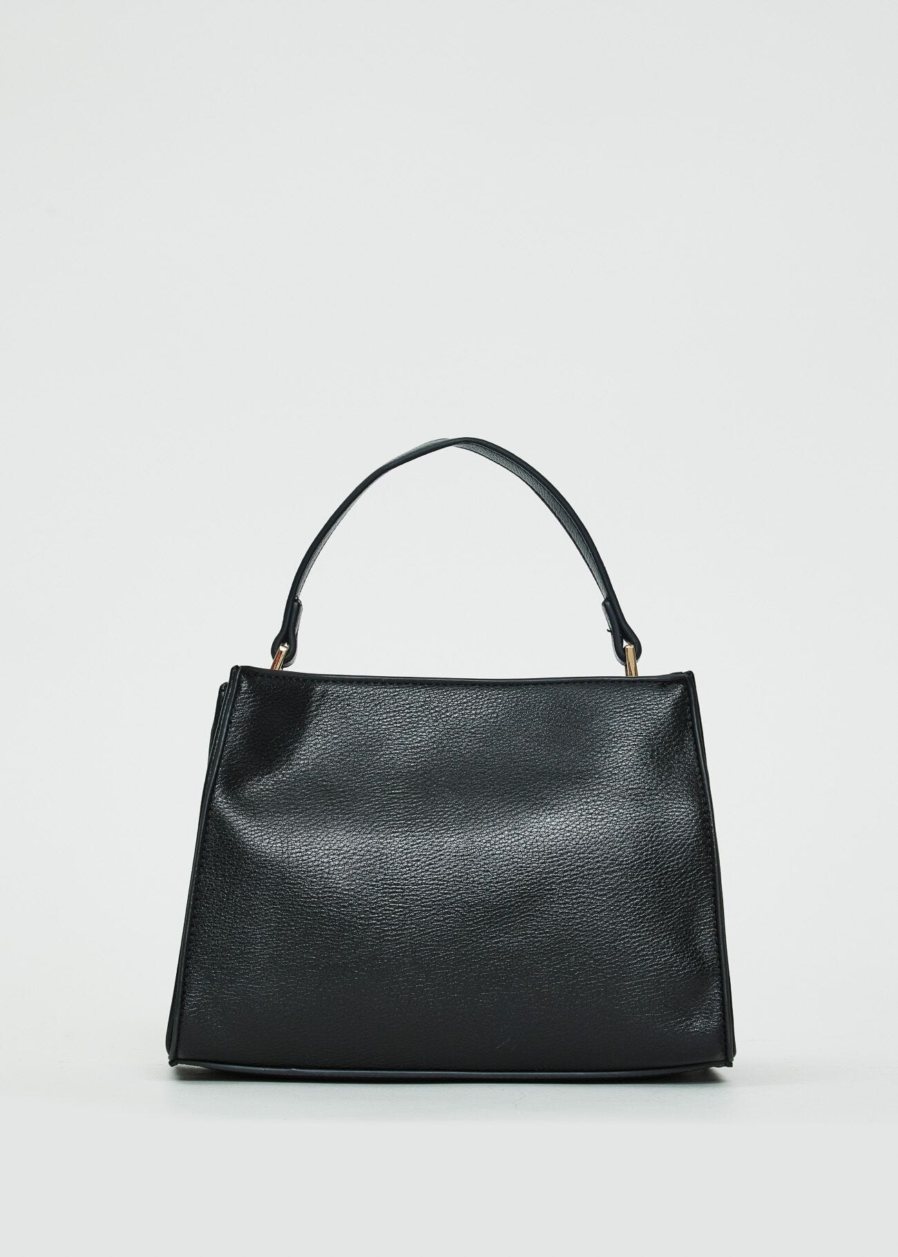 Borsa top handle nera con cinture