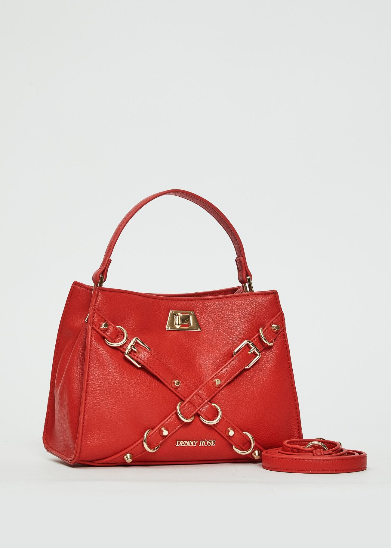 Borsa top handle rossa con cinture