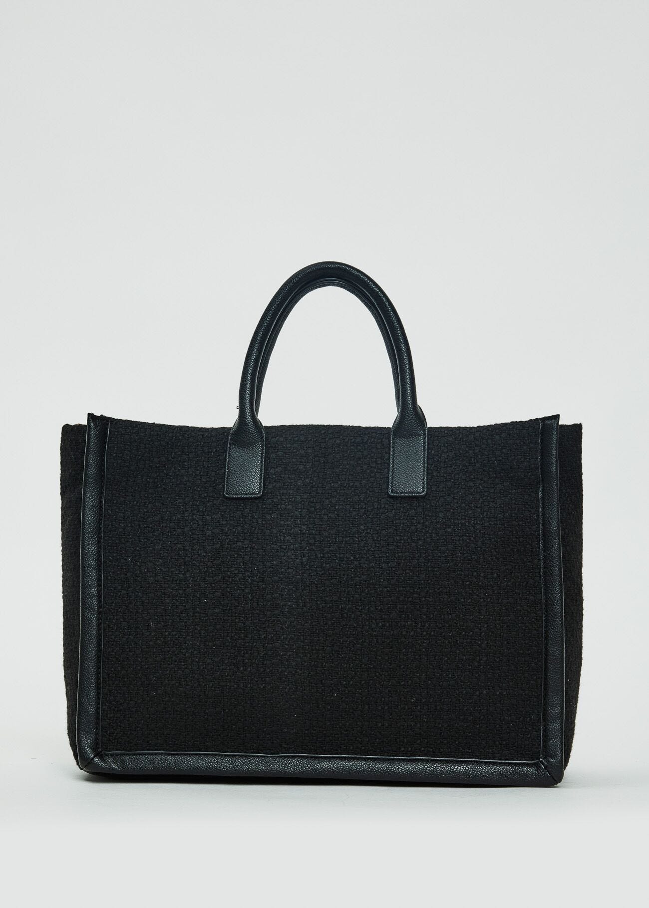 Shopping bag nera in tweed