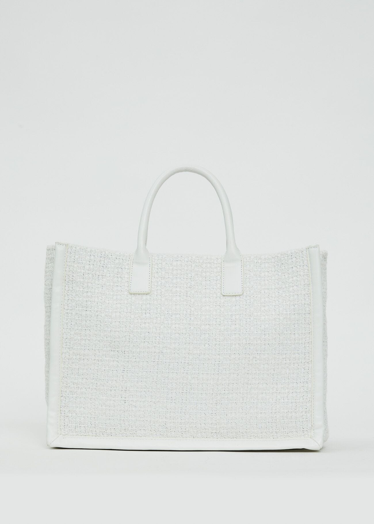 White tweed shopper bag