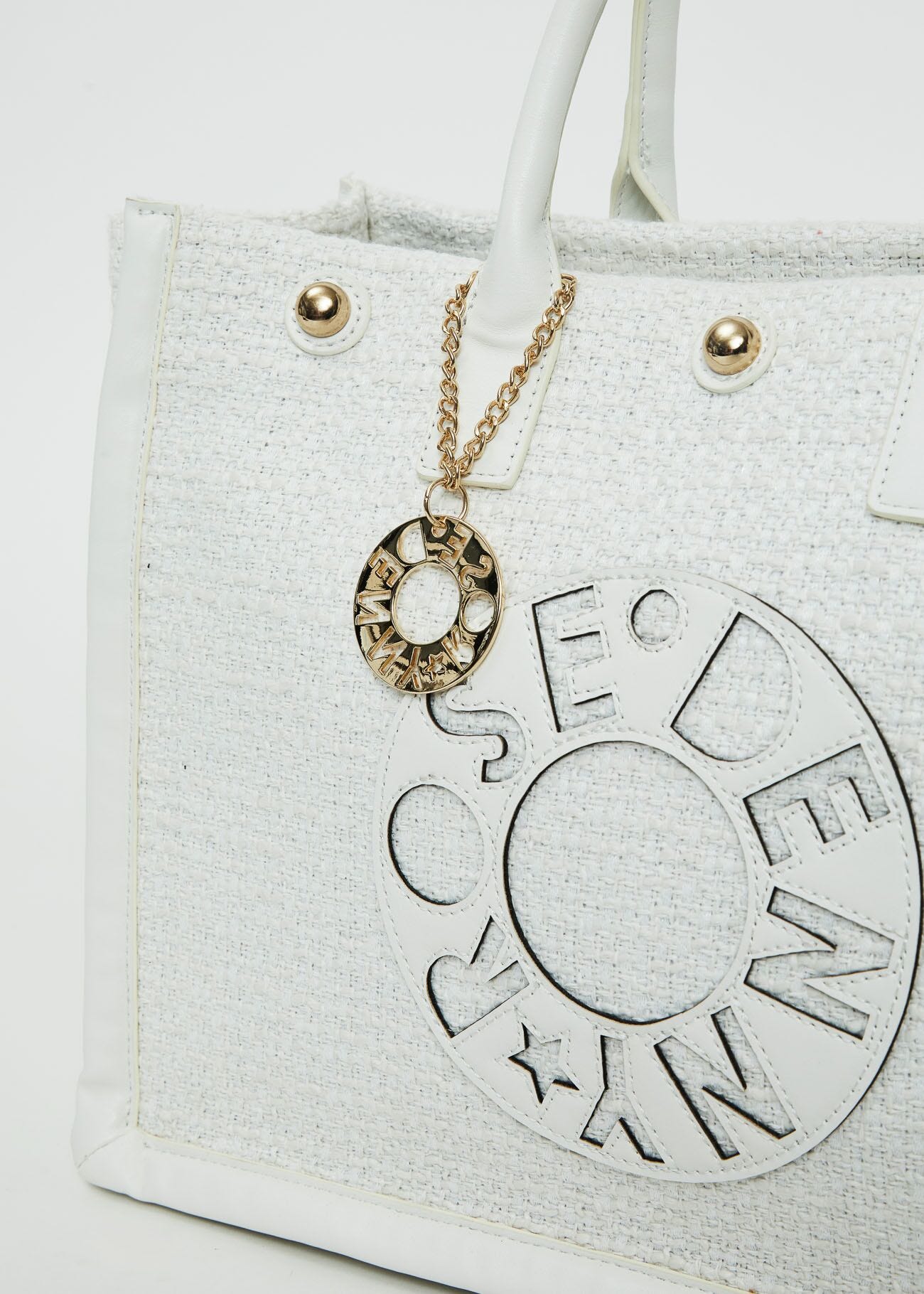 White tweed shopper bag