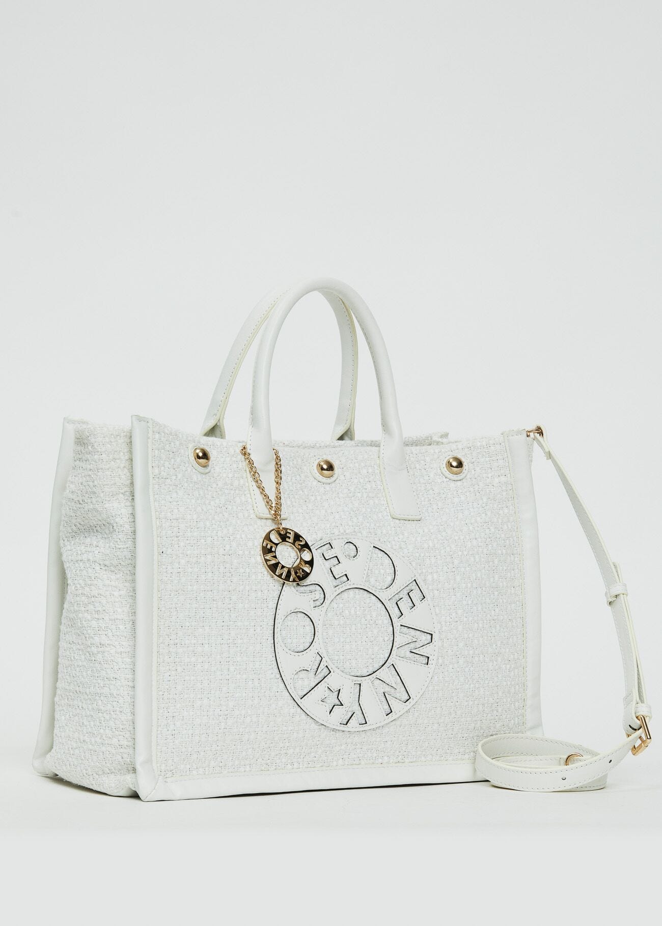 White tweed shopper bag