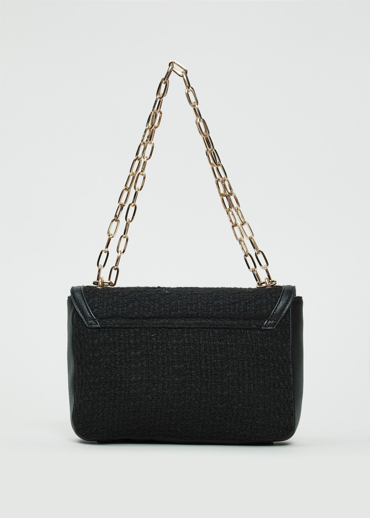 Borsa crossbody nera in tweed