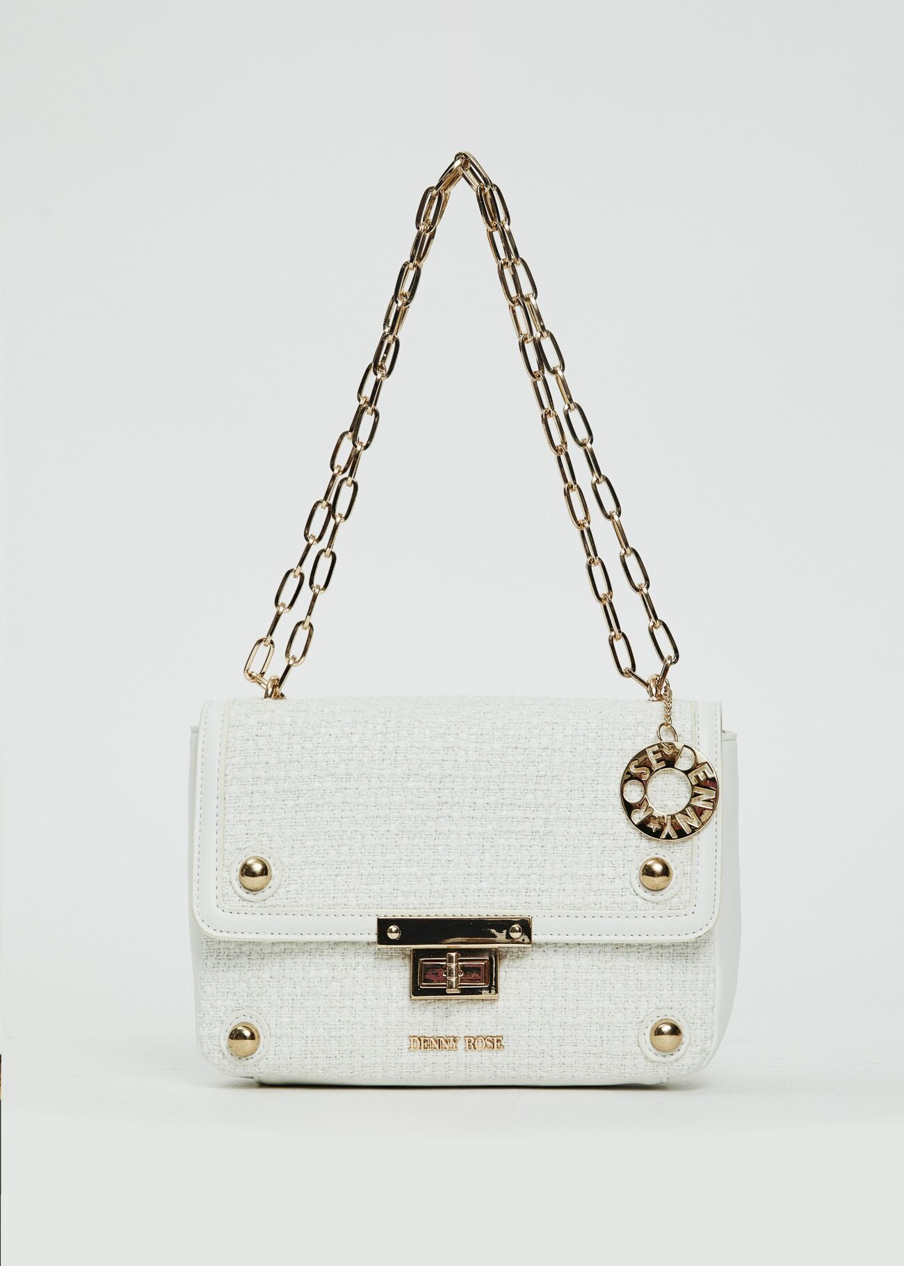 Borsa crossbody bianca in tweed