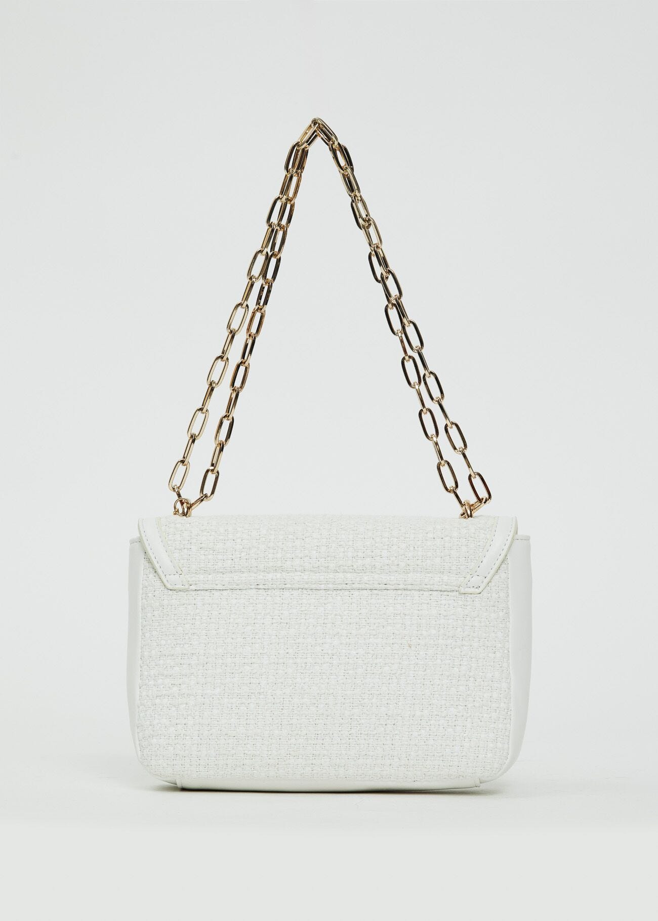 Borsa crossbody bianca in tweed
