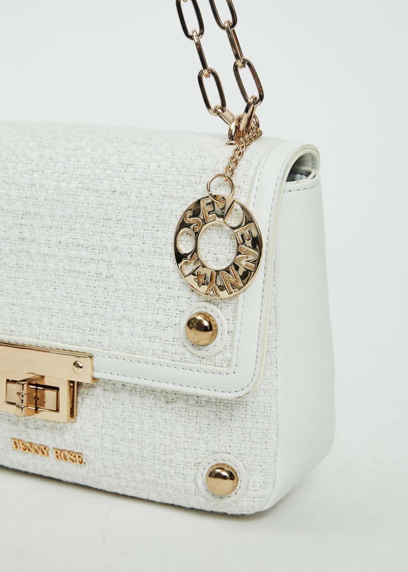 Borsa crossbody bianca in tweed