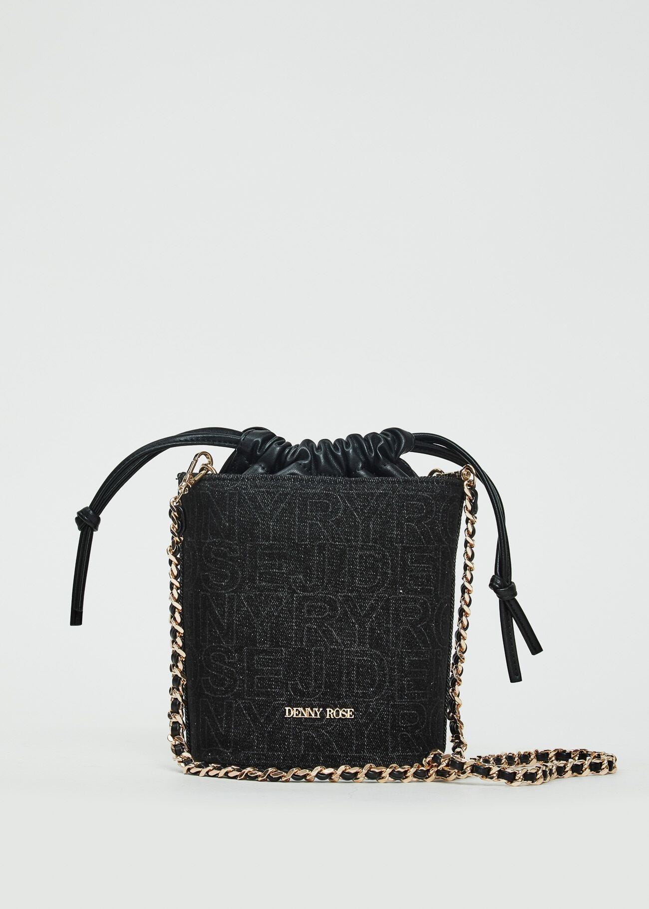 Denim logo bucket bag