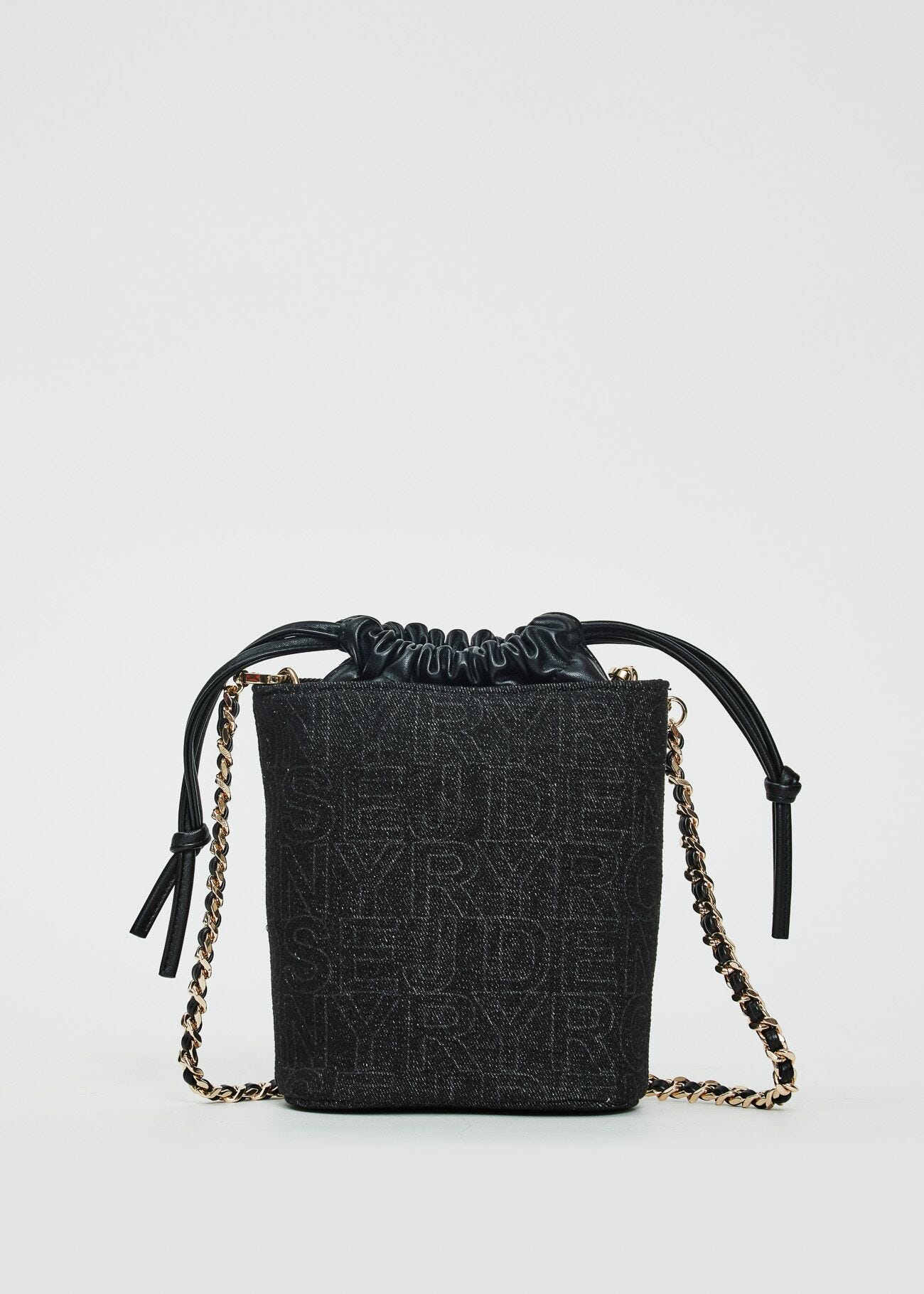 Denim logo bucket bag