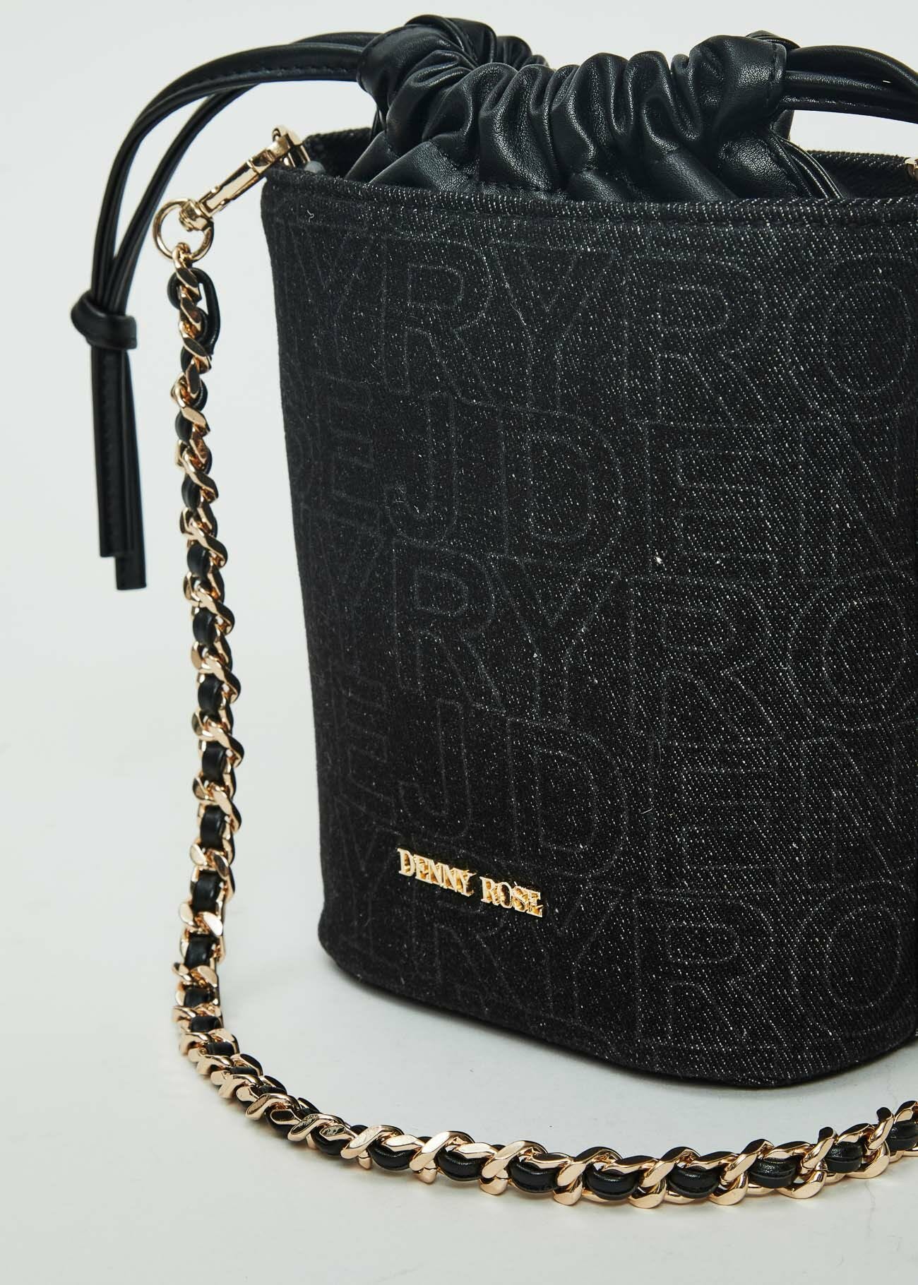 Denim logo bucket bag