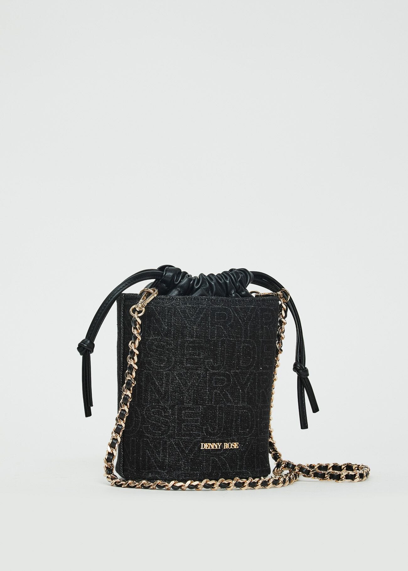 Denim logo bucket bag
