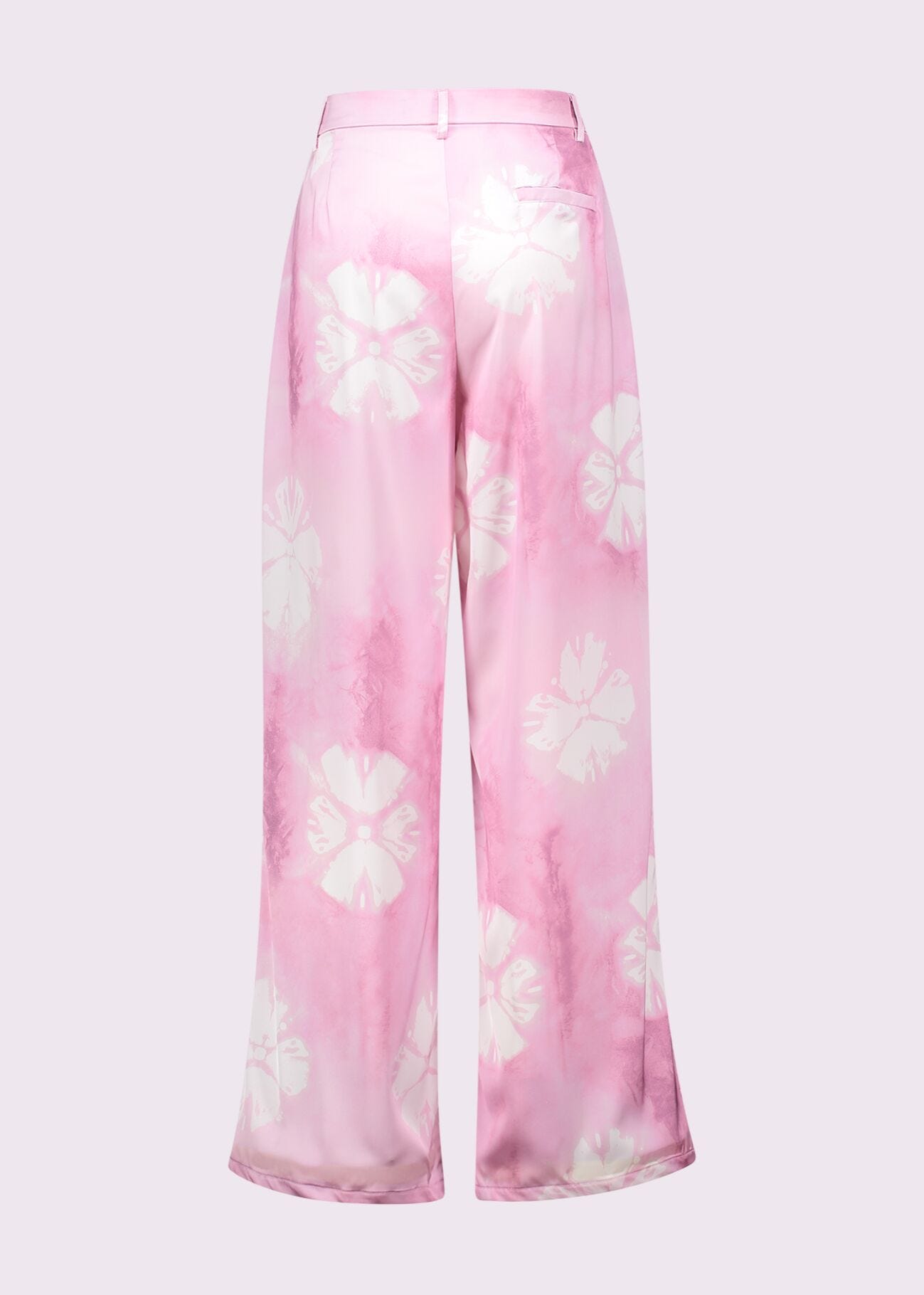 Pantaloni rosa in raso stampato