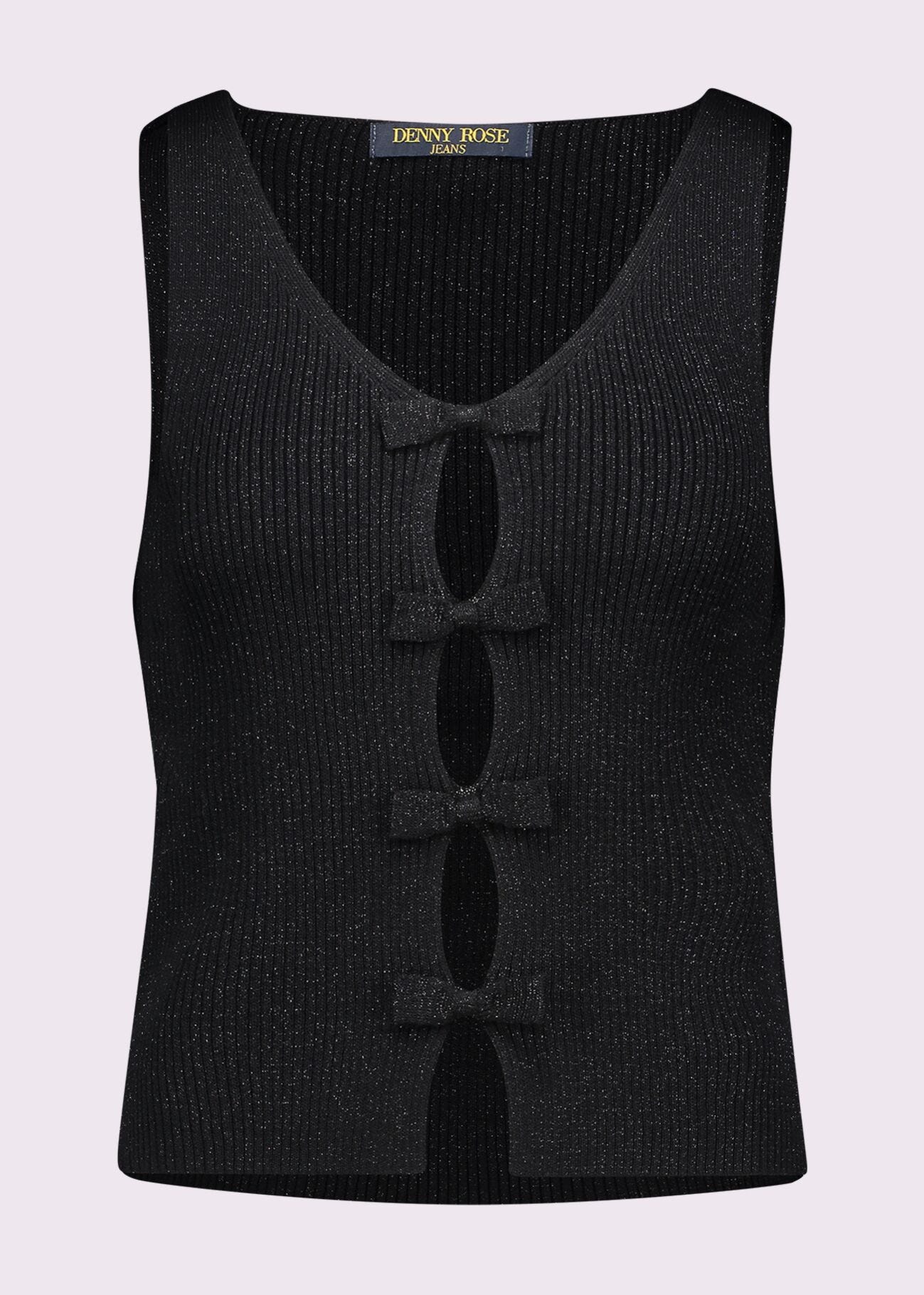 Top nero in maglia lurex