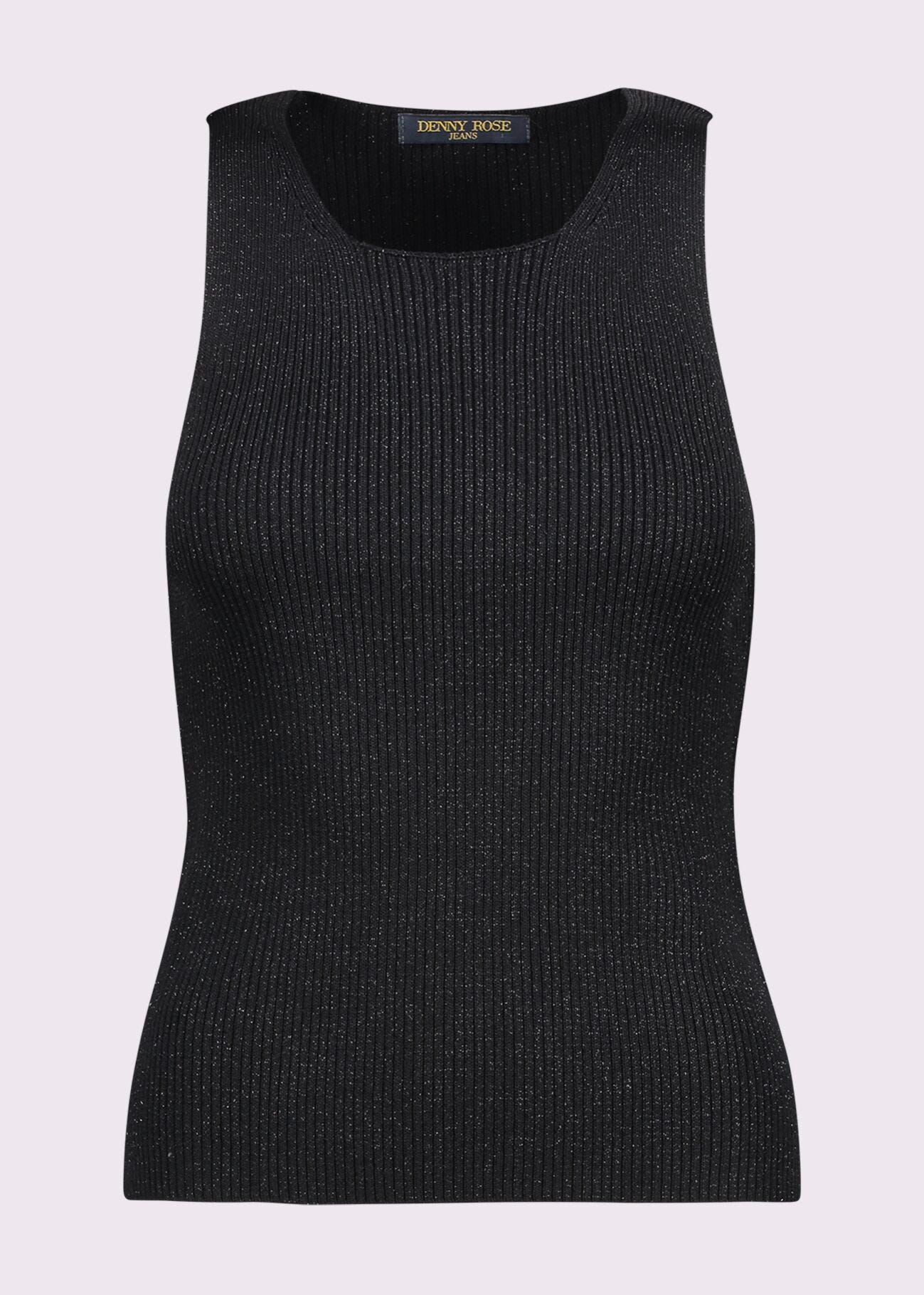 Top nero in maglia lurex