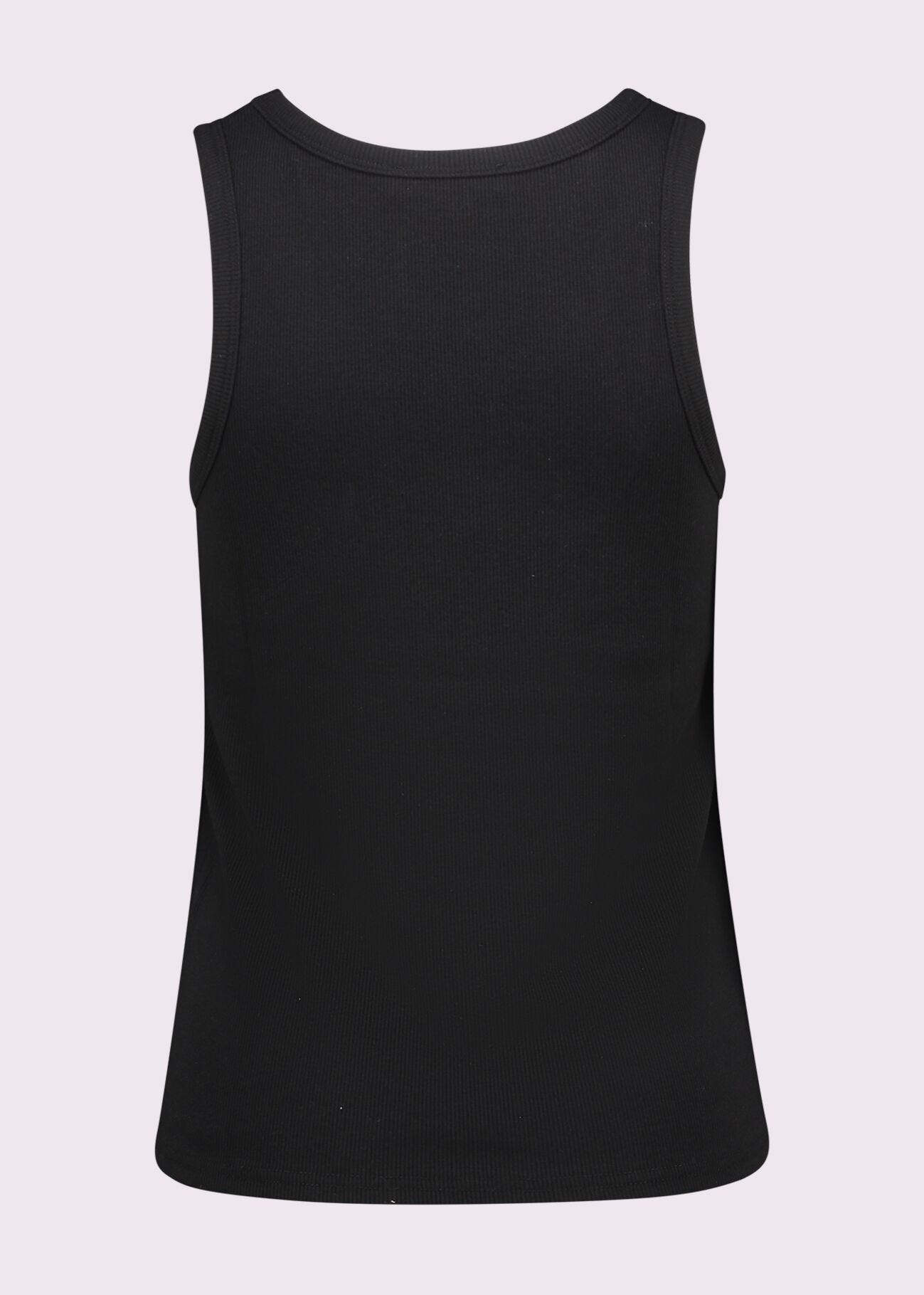 Top nero in cotone con logo