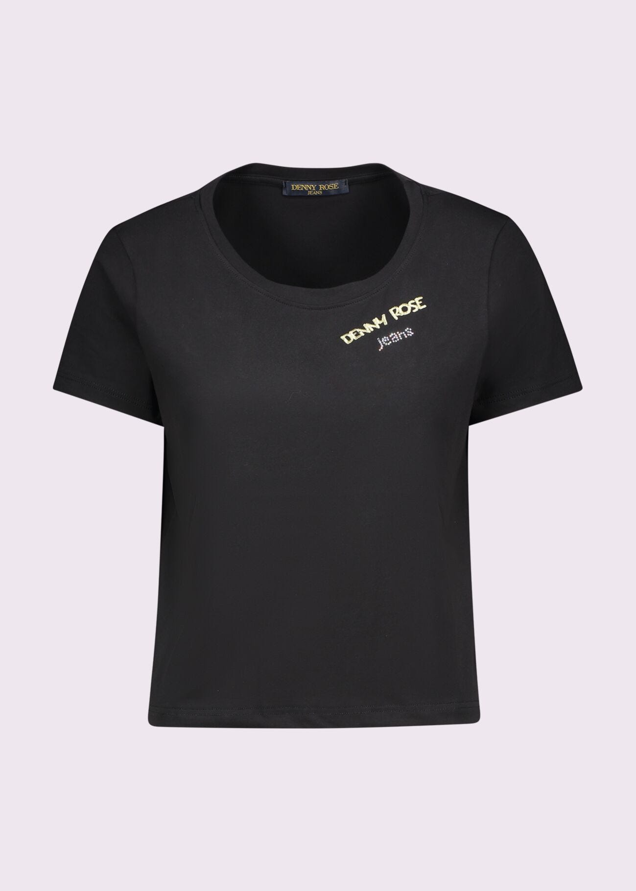 T-shirt corta nera in cotone