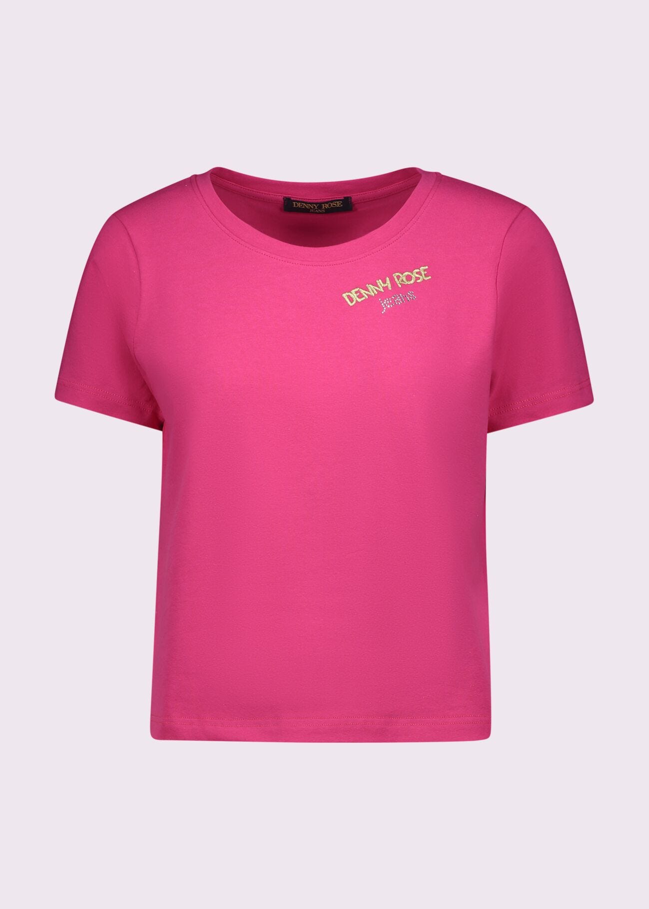 T-shirt corta fucsia in cotone