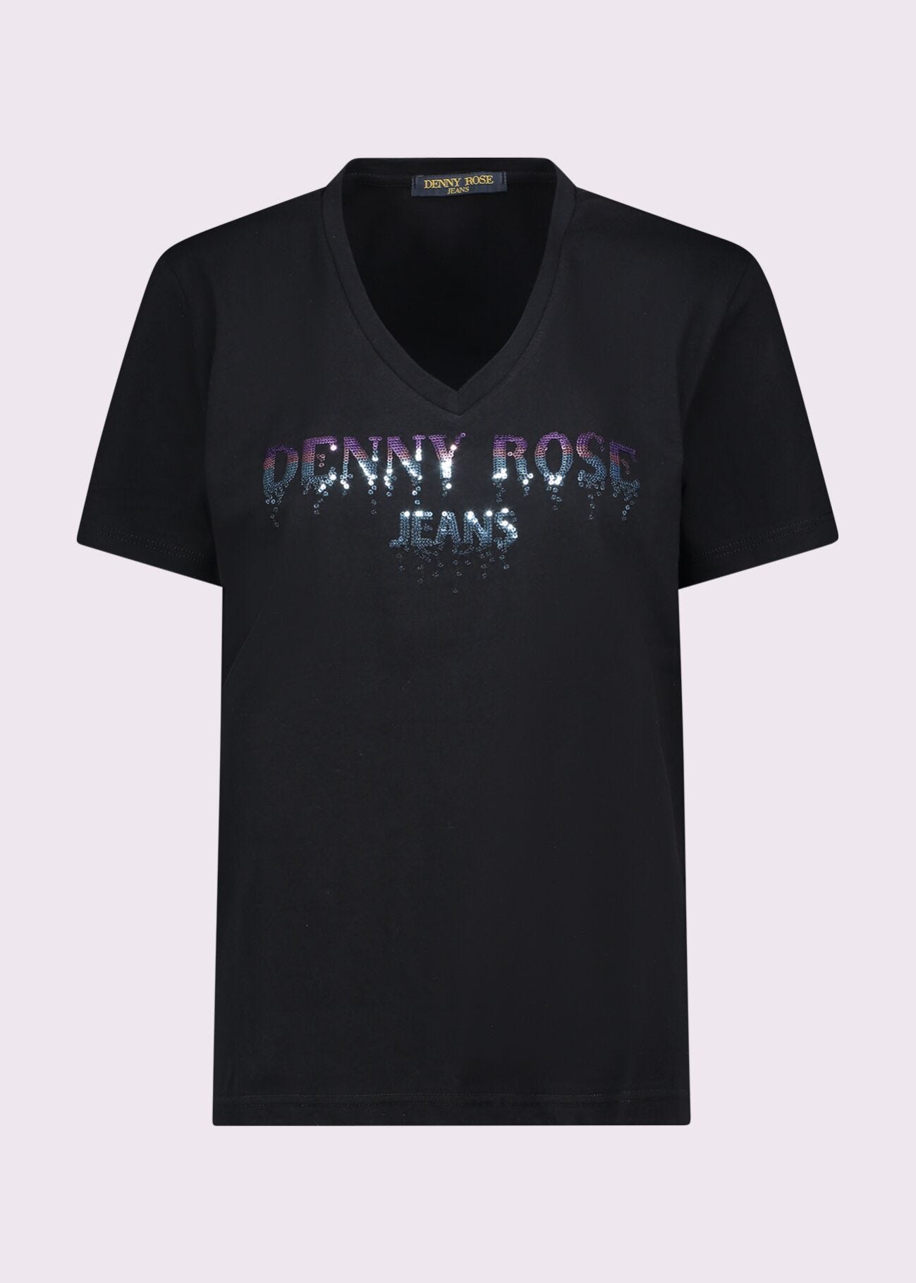 T-shirt nera in cotone con stampa