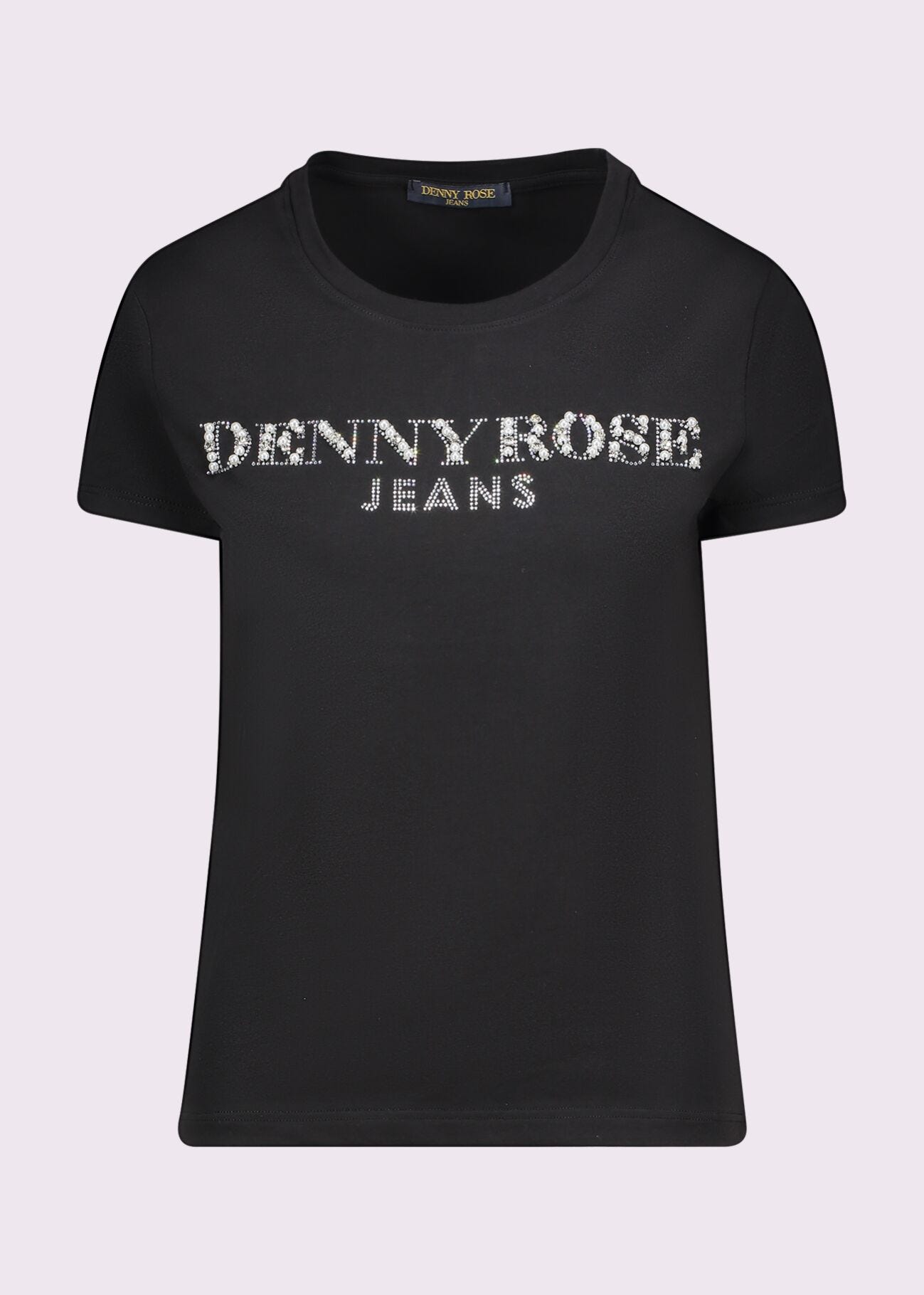 T-shirt nera in cotone con logo
