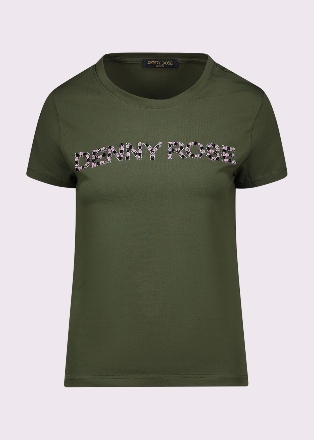 T-shirt verde in cotone con logo
