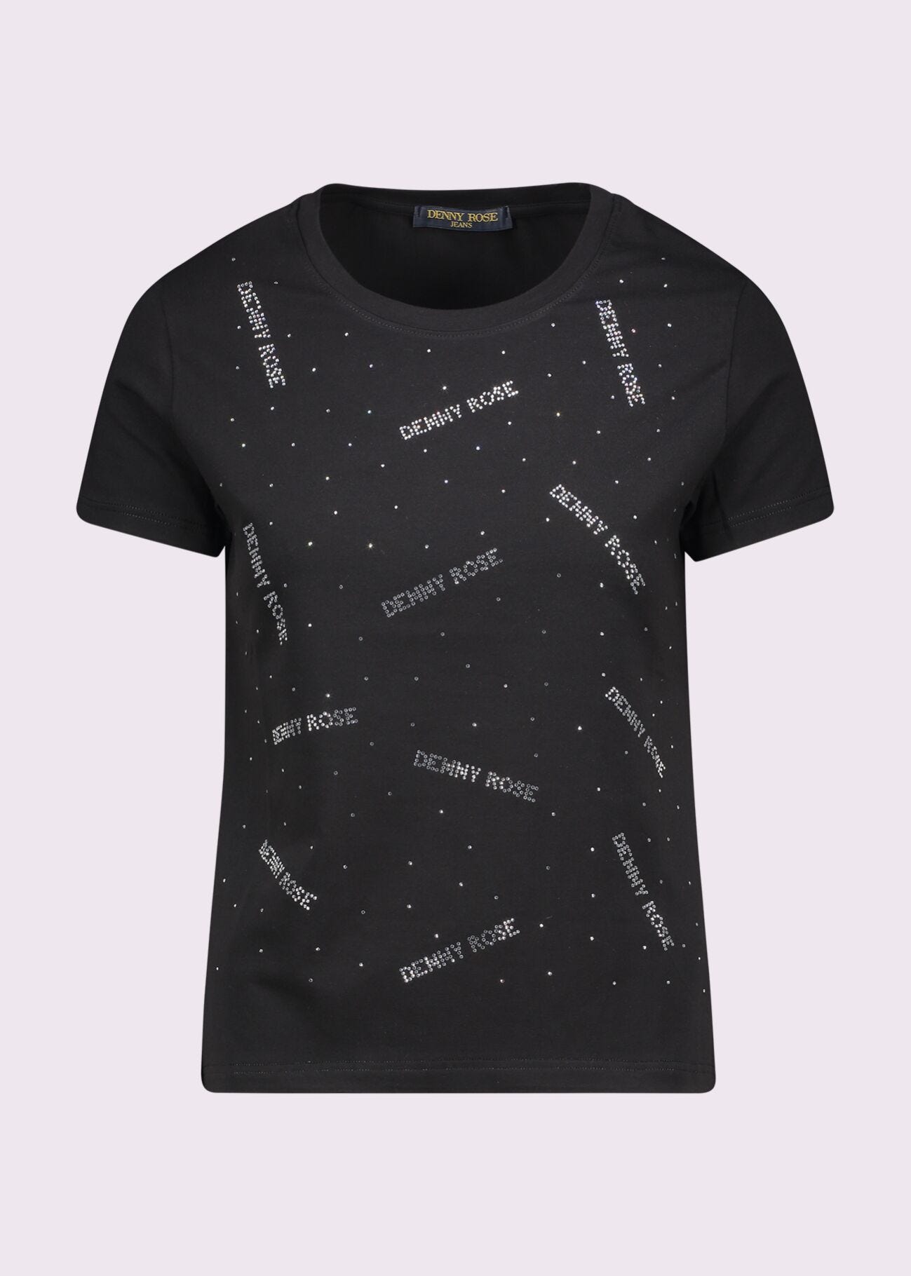 T-shirt nera in cotone con logo