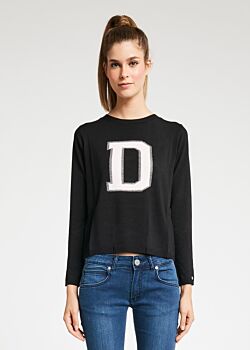 Black/iris Maglia Rasata Intarsio Denny Rose