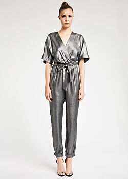 Silver-black Tuta in tessuto lamé Denny Rose