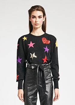 Black E Maglia con stelle Denny Rose