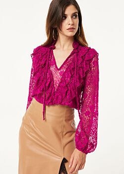 Lace blouse with small bow Denny Rose