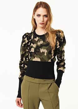 Black-military-camel Maglione jacquard Denny Rose