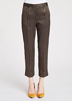 Black-nougat-silver Striped slim-fit trousers Gaudì Fashion
