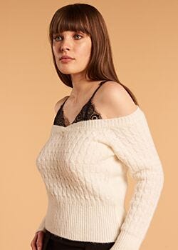 Long Sleeve Knit White Denny Rose