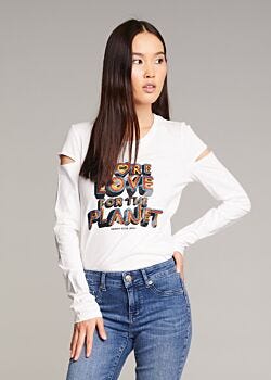 White H T shirt con stampa multicolor Denny Rose Jeans