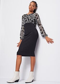 Black-white Abito in georgette e scuba Denny Rose